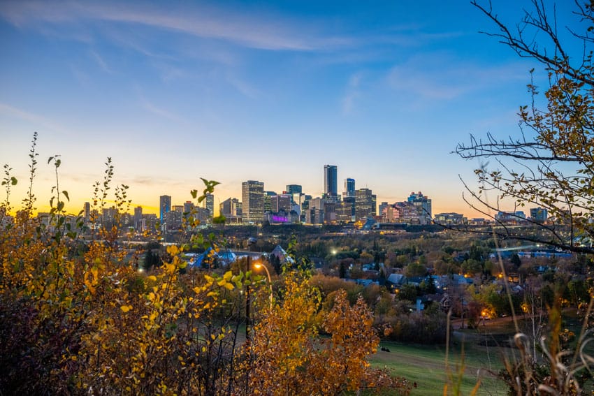 A photo of Edmonton skyline, the area of services for Moreno Homes LTD